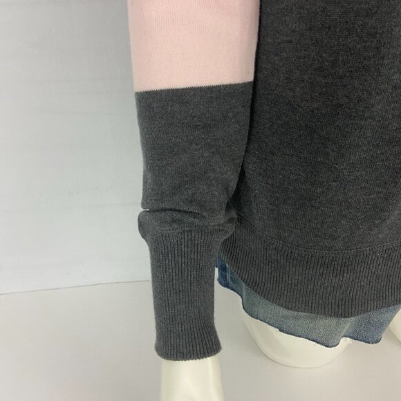 Athleta Women's Sweater Grey & Pink Scoop Neck Size M Long Sleeve Medium Weight - Picture 4 of 9
